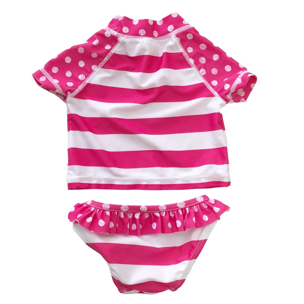 Target Pink and White 2-PC Rash Guard Swim 0-6M - Picture 2 of 6